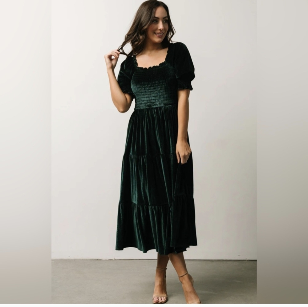 Baltic Born Vivaldi Smocked Velvet Midi Dress - Picture 9 of 9
